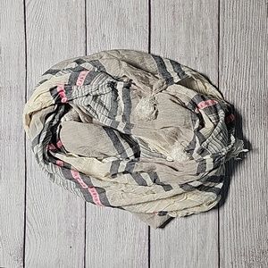 Stella & Dot white/grey/pink infinity scarf